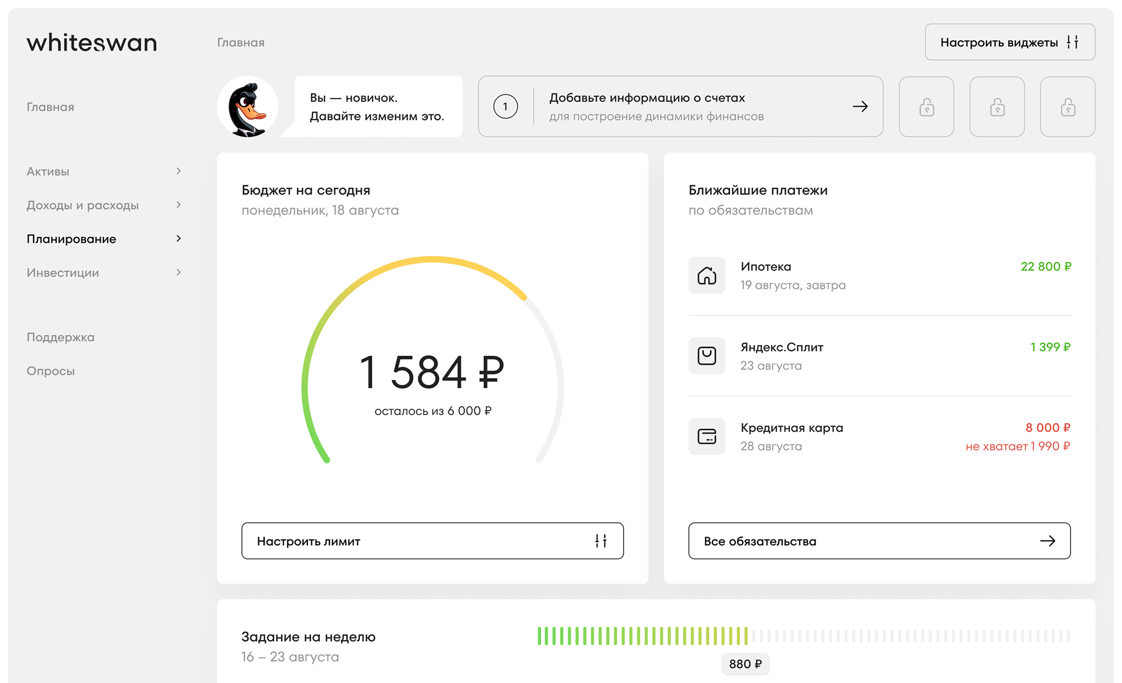 Превью дашборда Whiteswan